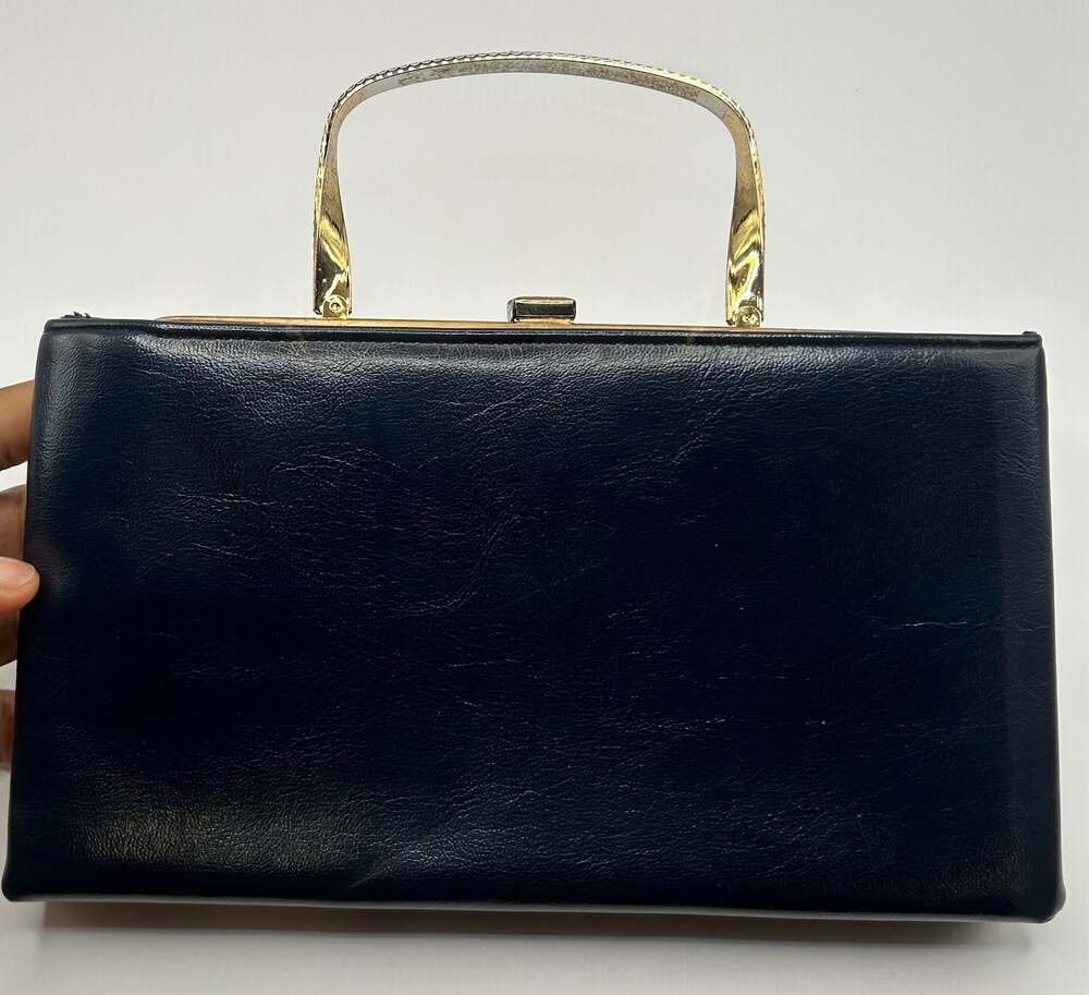 Vintage Andé Black Frame Handbag with Gold Tone Hardware - Picture 7 of 9